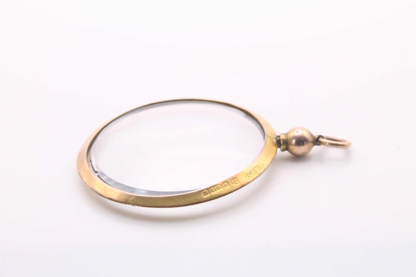 Antique Edwardian 9ct Gold Glass Pendant - 1904