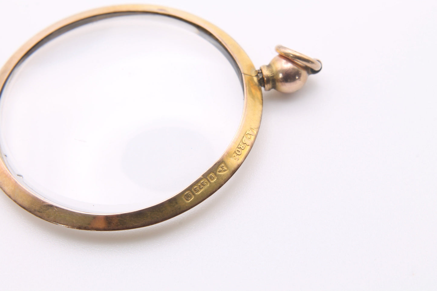 Antique Edwardian 9ct Gold Glass Pendant - 1904