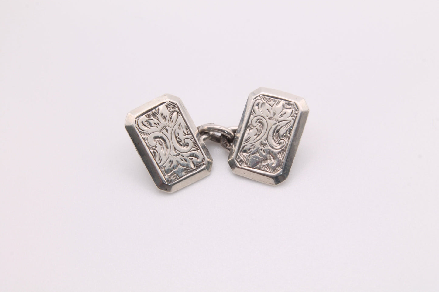 Antique Victorian Silver Engraved Cufflinks - 1893