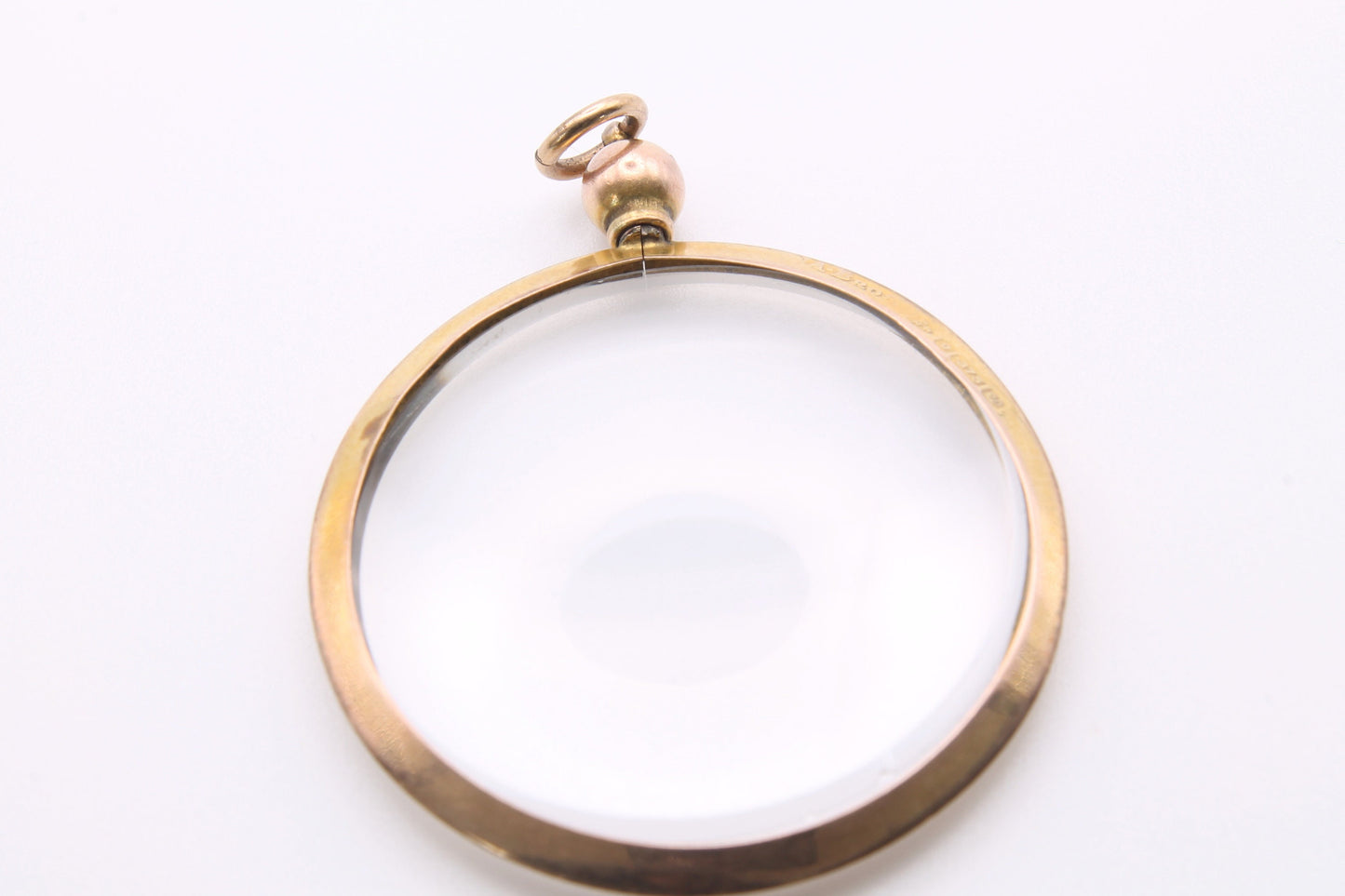 Antique Edwardian 9ct Gold Glass Pendant - 1904