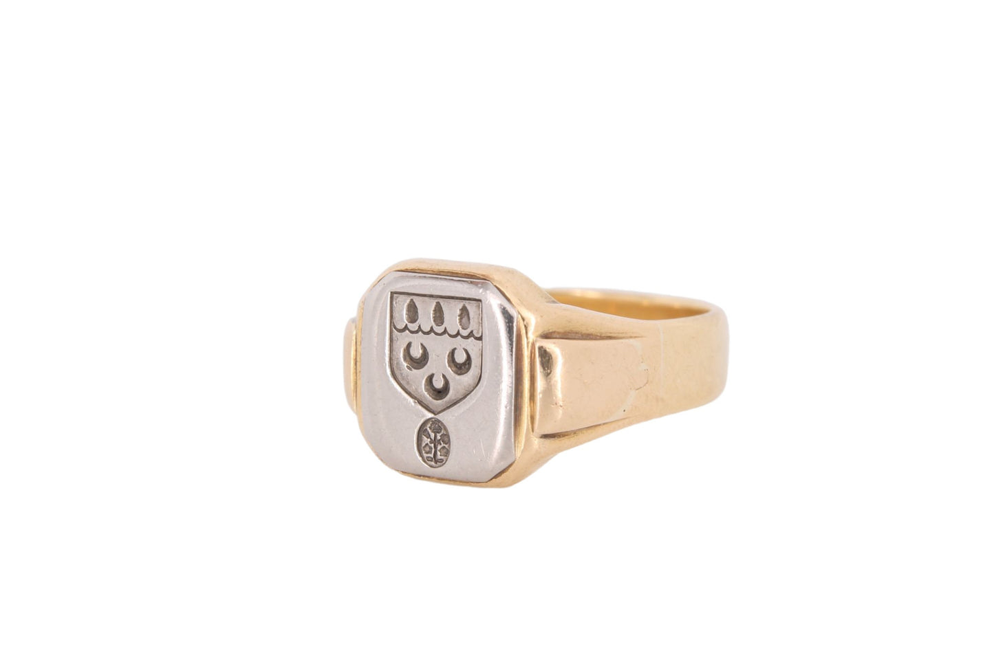 antique-18ct-gold-platinum-coat-of-arms-crest-signet-ring-13-6g