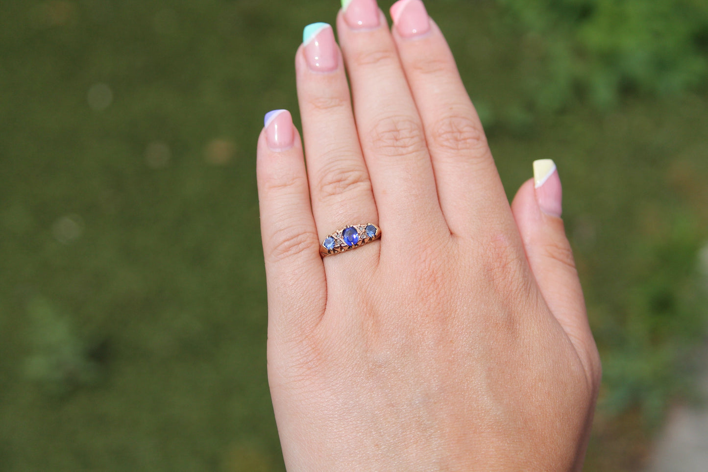 antique-9ct-gold-diamond-and-blue-paste-ring