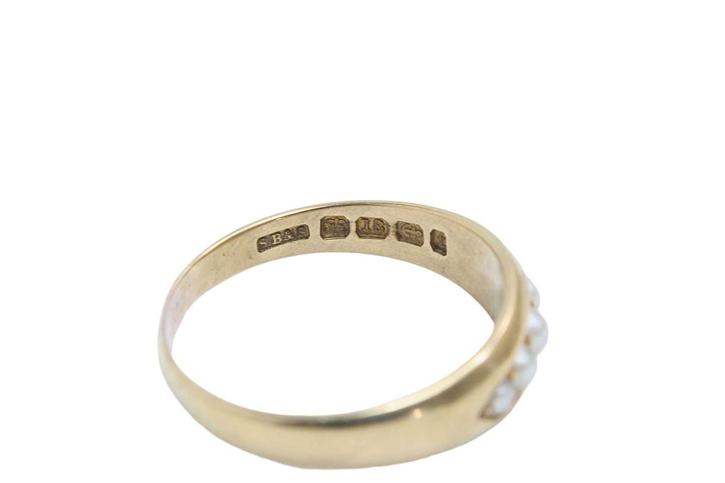 Antique Victorian 18ct Gold 5 Pearl Ring - 1883