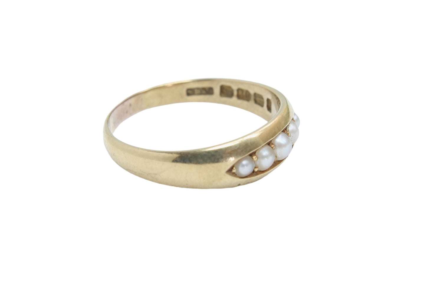 Antique Victorian 18ct Gold 5 Pearl Ring - 1883