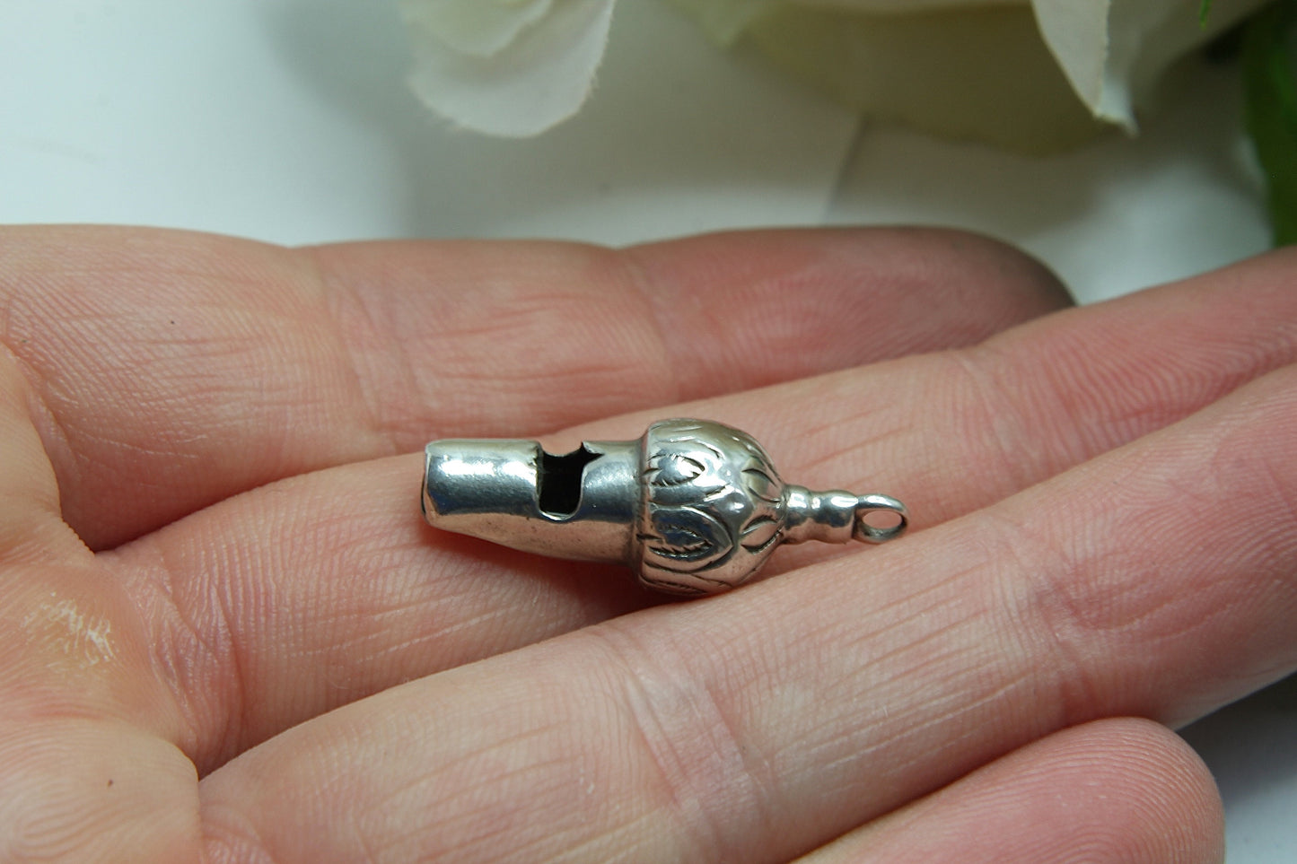 Antique Victorian Silver Acorn Whistle Charm