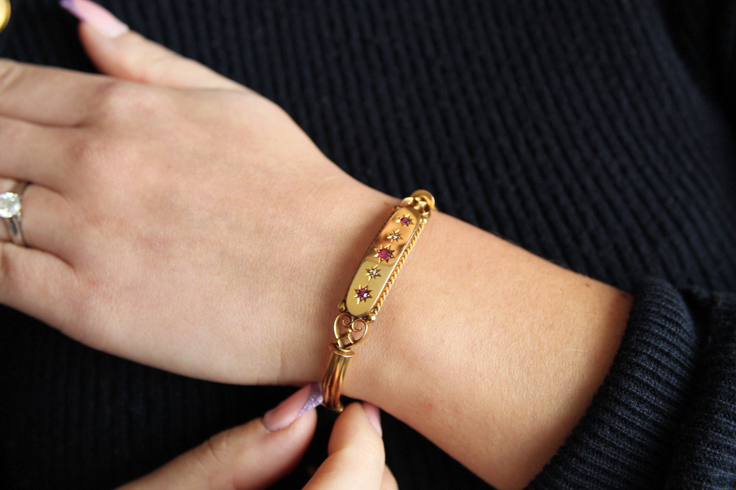 antique-9ct-gold-diamond-ruby-decorative-bangle-1901