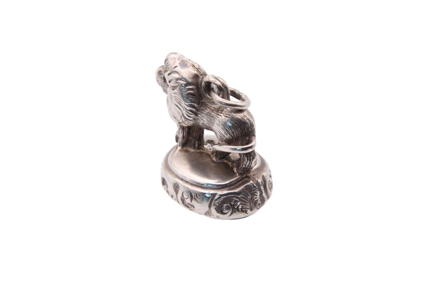 Antique Sterling Silver & Bloodstone Lion Seal Pendant