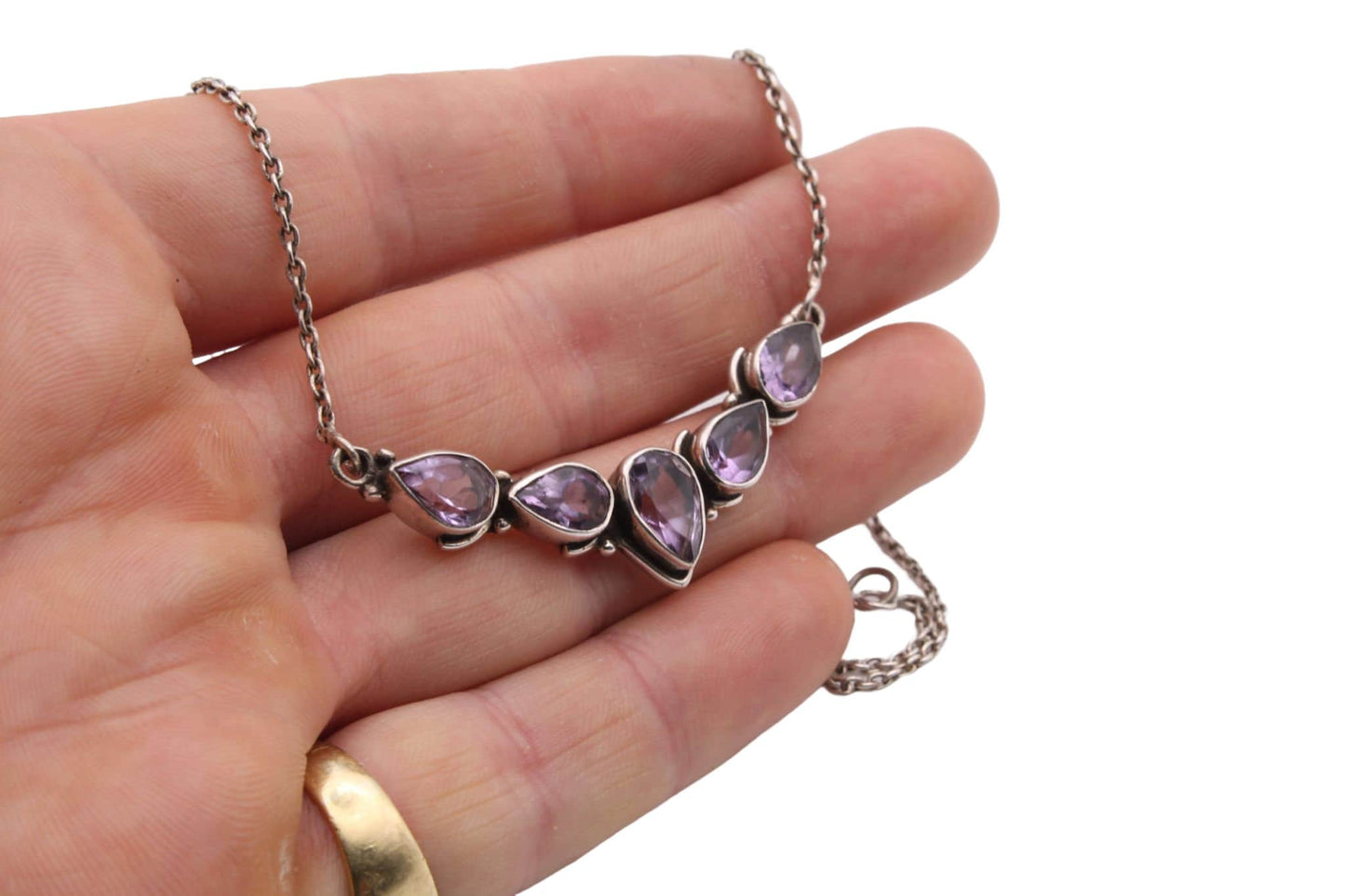 Vintage Sterling Silver Amethyst Necklace