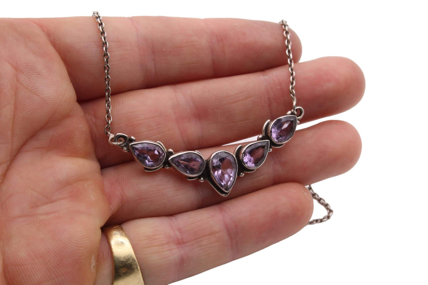 Vintage Sterling Silver Amethyst Necklace