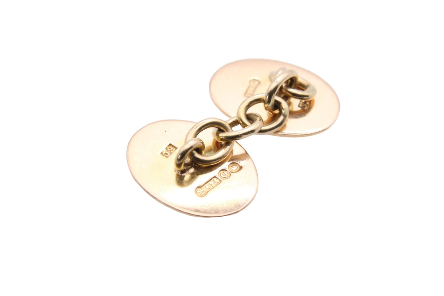 Antique Edwardian 15ct Gold Oval Cufflinks, 1909