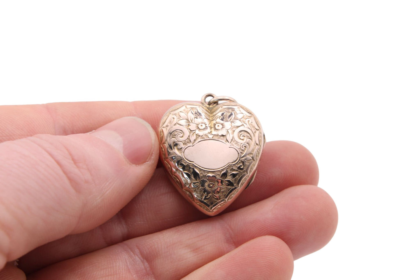 large-antique-9ct-gold-decorative-forget-me-not-heart-locket