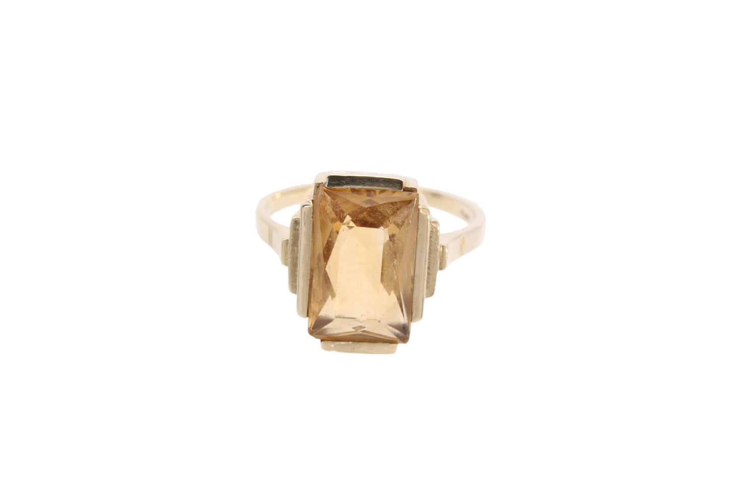 Art Deco 14ct Gold Citrine Cocktail Ring