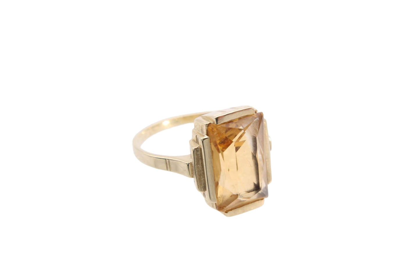 Art Deco 14ct Gold Citrine Cocktail Ring