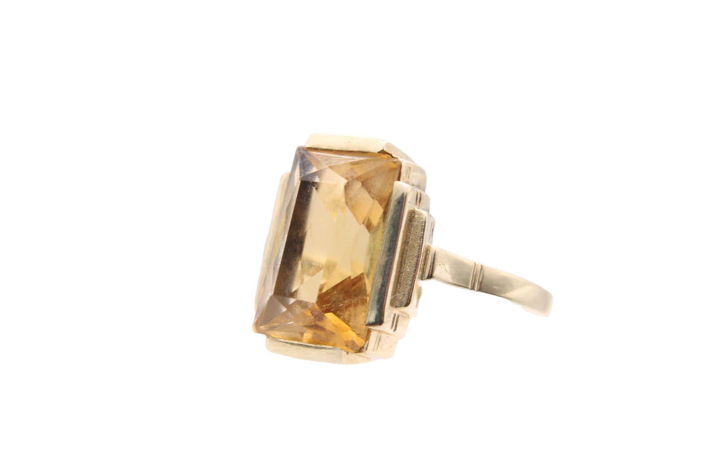 Art Deco 14ct Gold Citrine Cocktail Ring