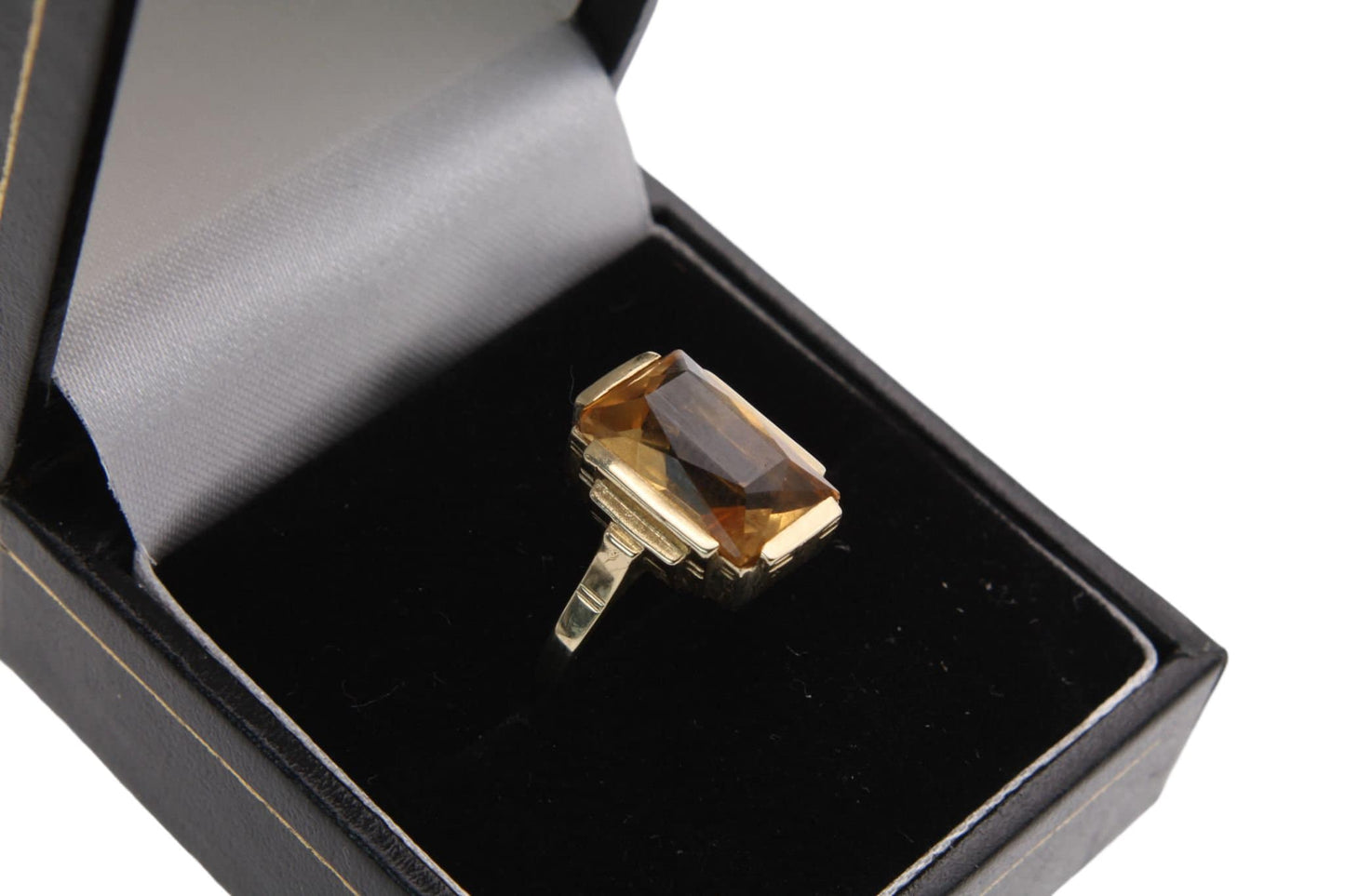 Art Deco 14ct Gold Citrine Cocktail Ring