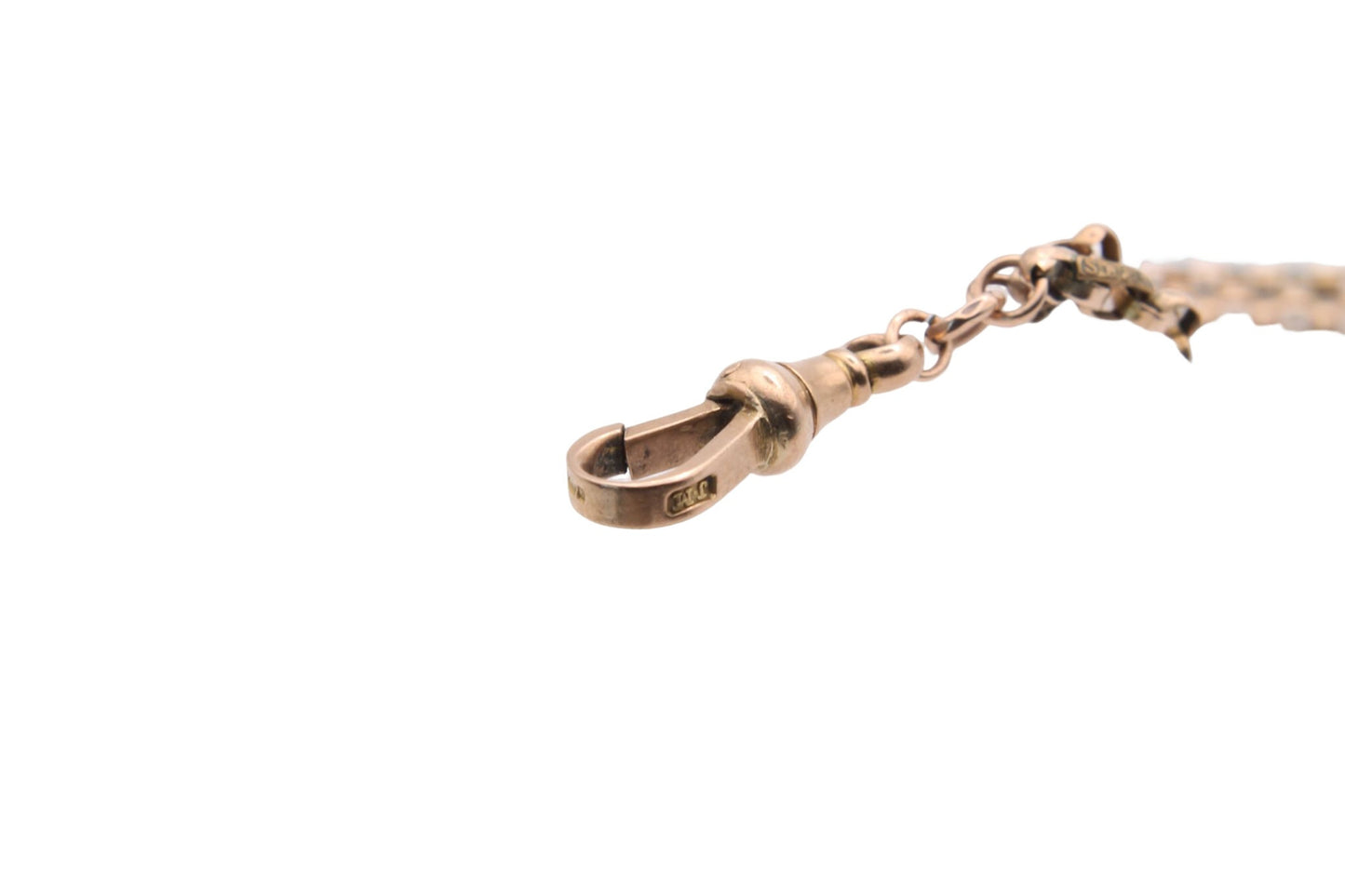 Antique 9ct Rose Gold Long Guard Belcher Necklace 66" - 32g