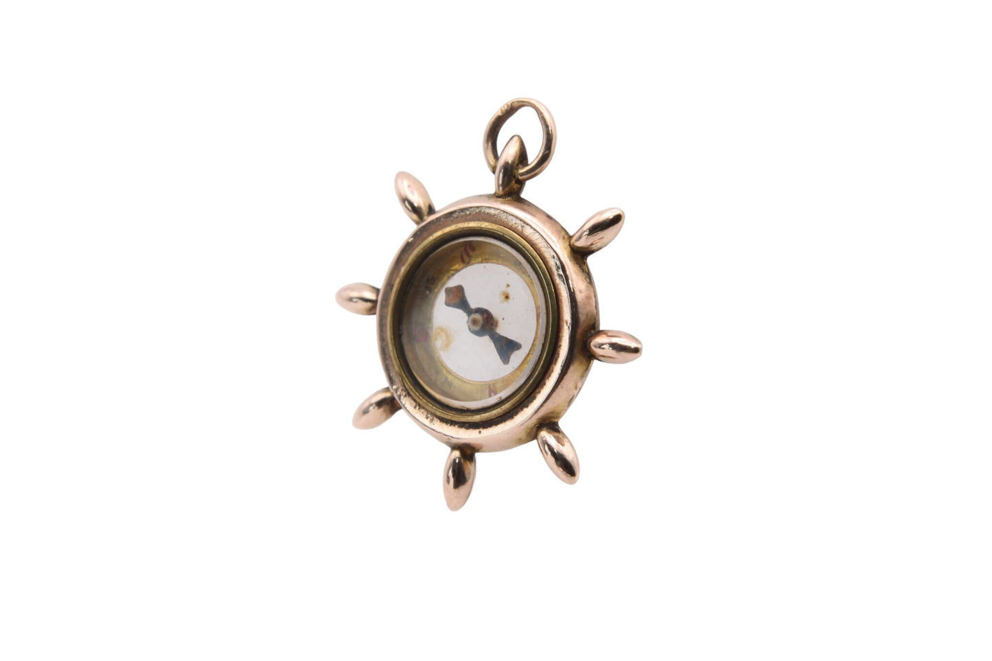 Antique 9ct Gold Ship Wheel Compass Pendant