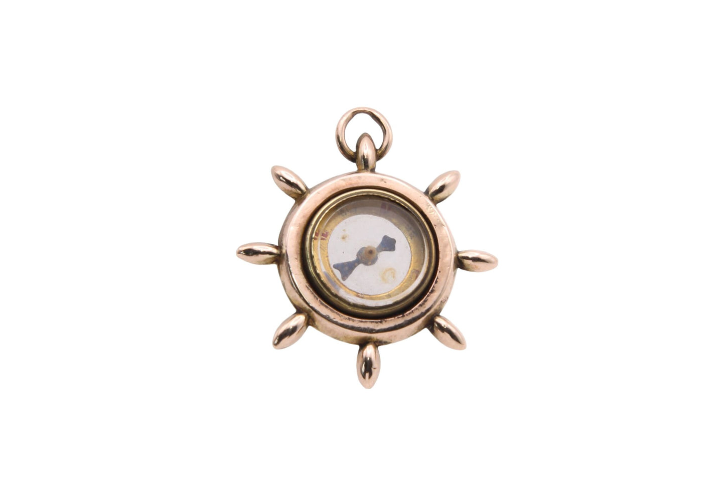 Antique 9ct Gold Ship Wheel Compass Pendant