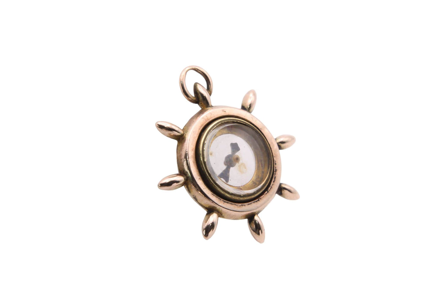 Antique 9ct Gold Ship Wheel Compass Pendant