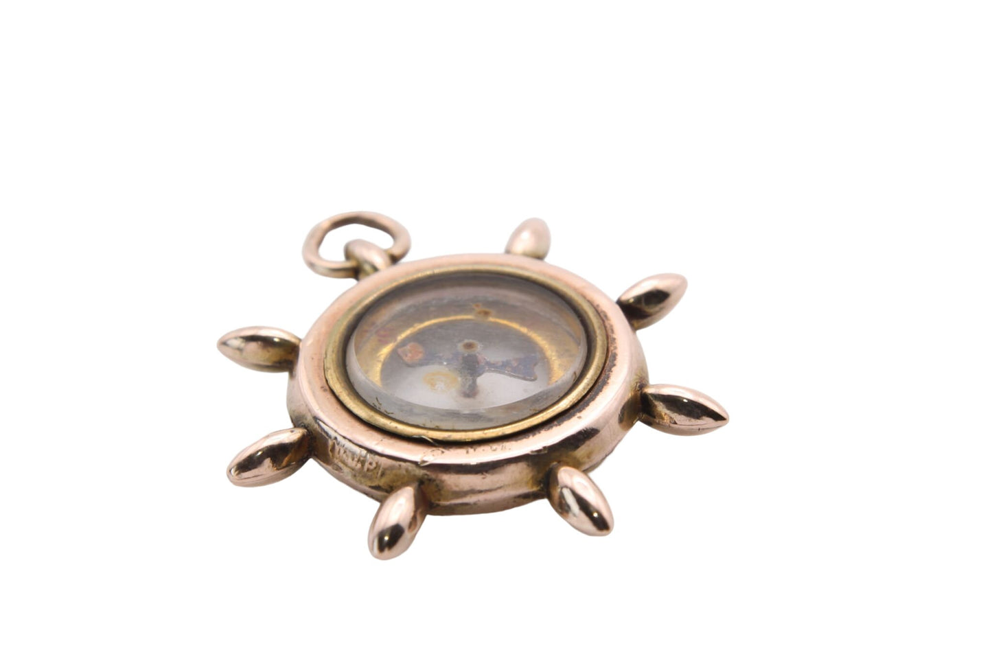 Antique 9ct Gold Ship Wheel Compass Pendant