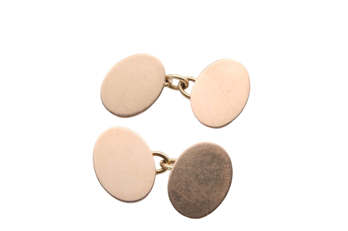 Antique Edwardian 15ct Gold Oval Cufflinks, 1909