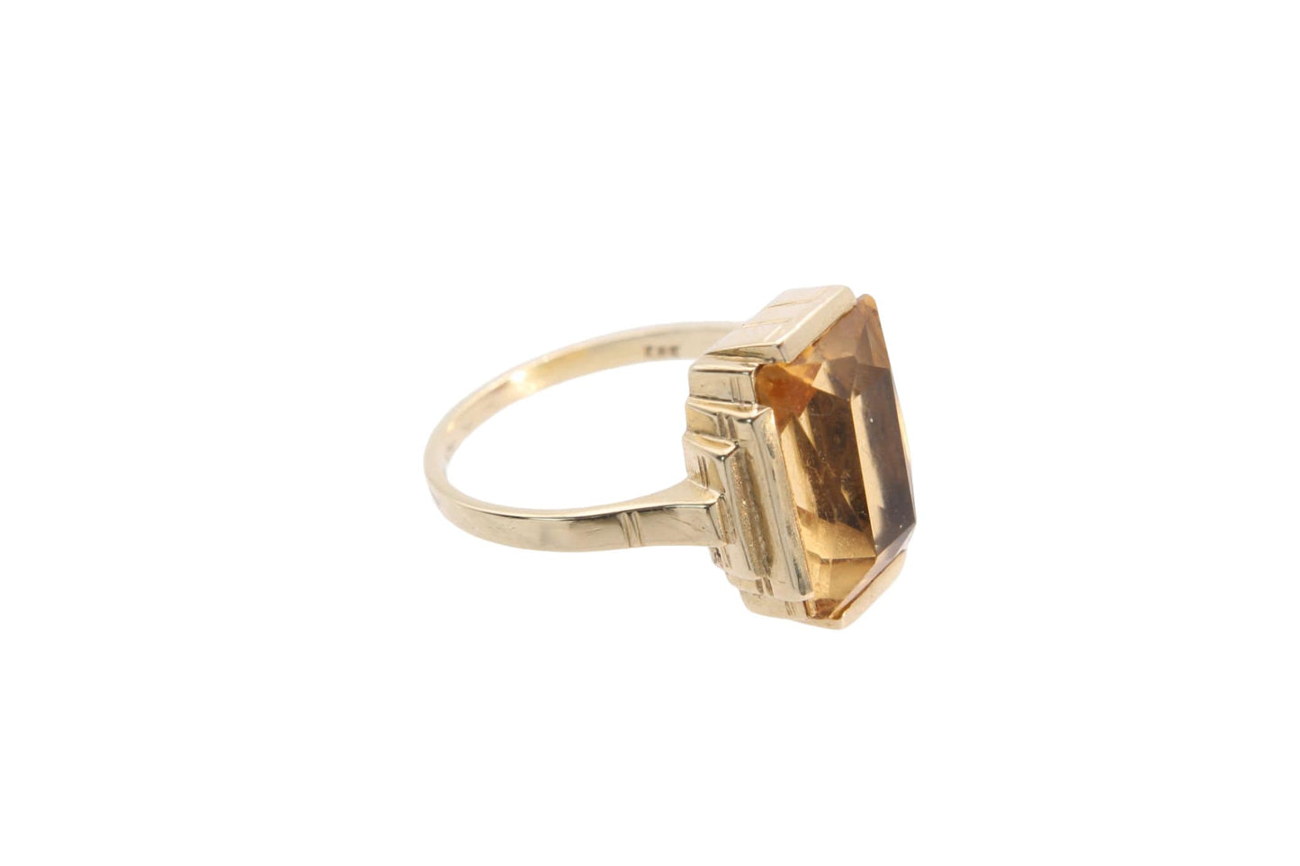 Art Deco 14ct Gold Citrine Cocktail Ring