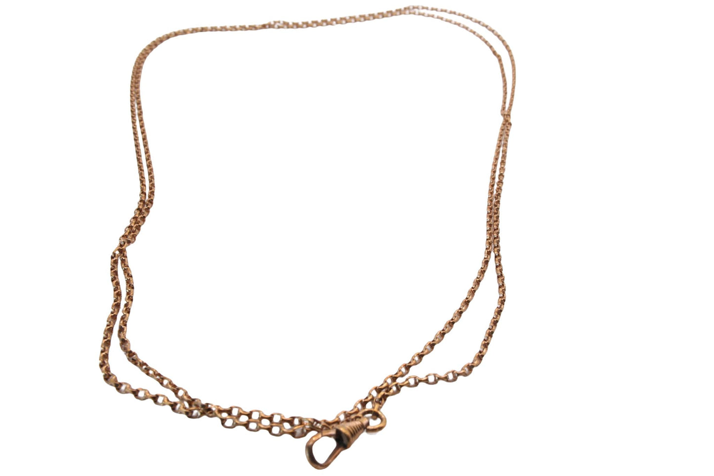 Antique Victorian 9ct Rolled Rose Gold Long Guard Necklace 52"