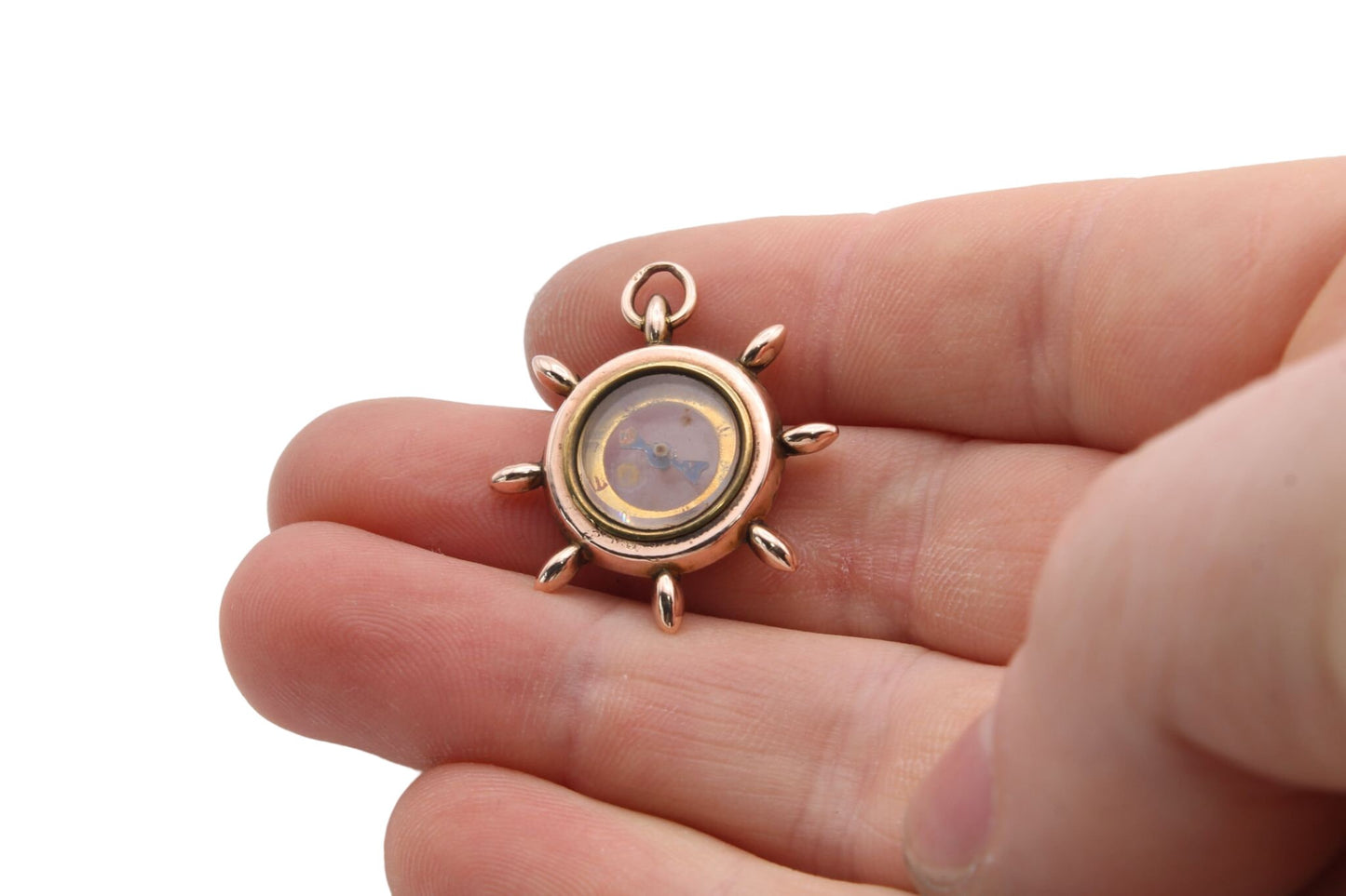 Antique 9ct Gold Ship Wheel Compass Pendant