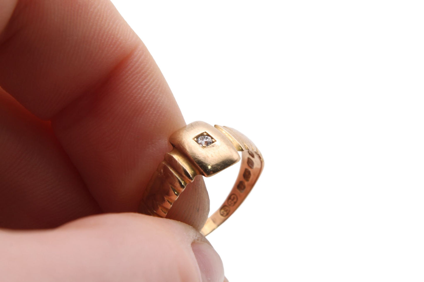 Antique 18ct Gold Diamond Gypsy Set Ring - 1887 Golden Jubilee