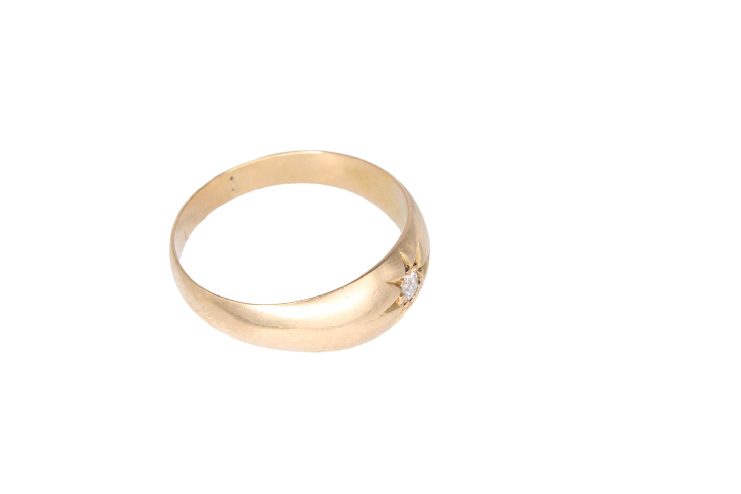 Antique Edwardian 18ct Gold & Diamond Gypsy Ring - 1908