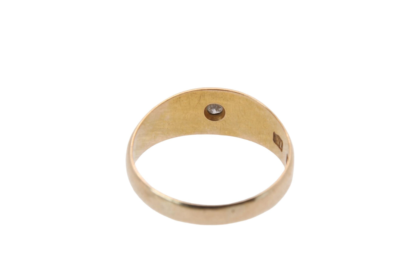 Antique Edwardian 18ct Gold & Diamond Gypsy Ring - 1908