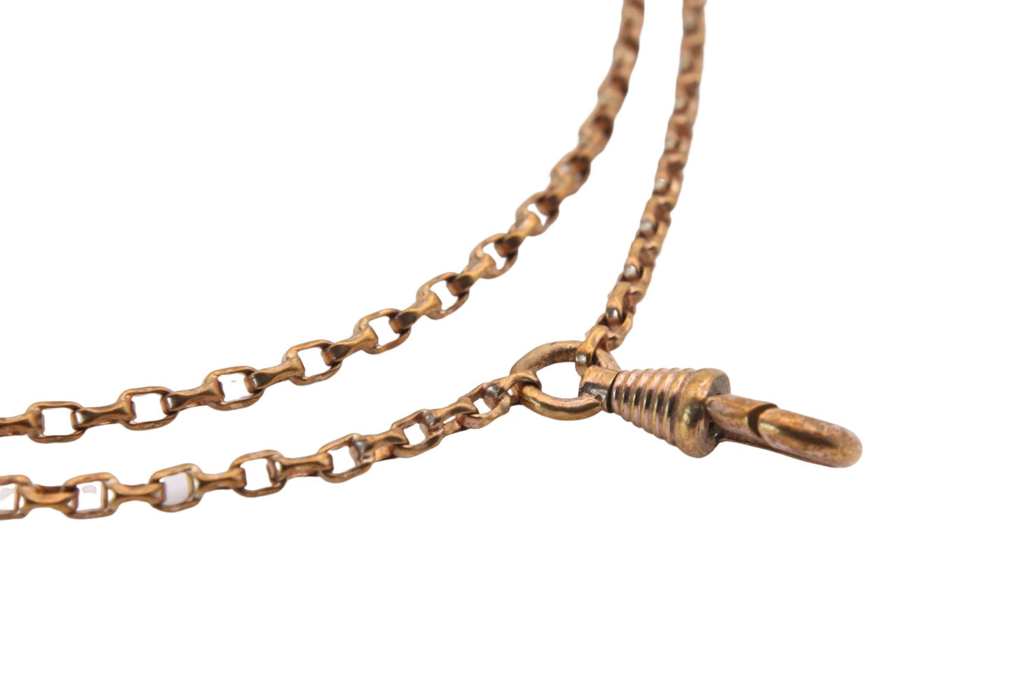 Antique Victorian 9ct Rolled Rose Gold Long Guard Necklace 52"