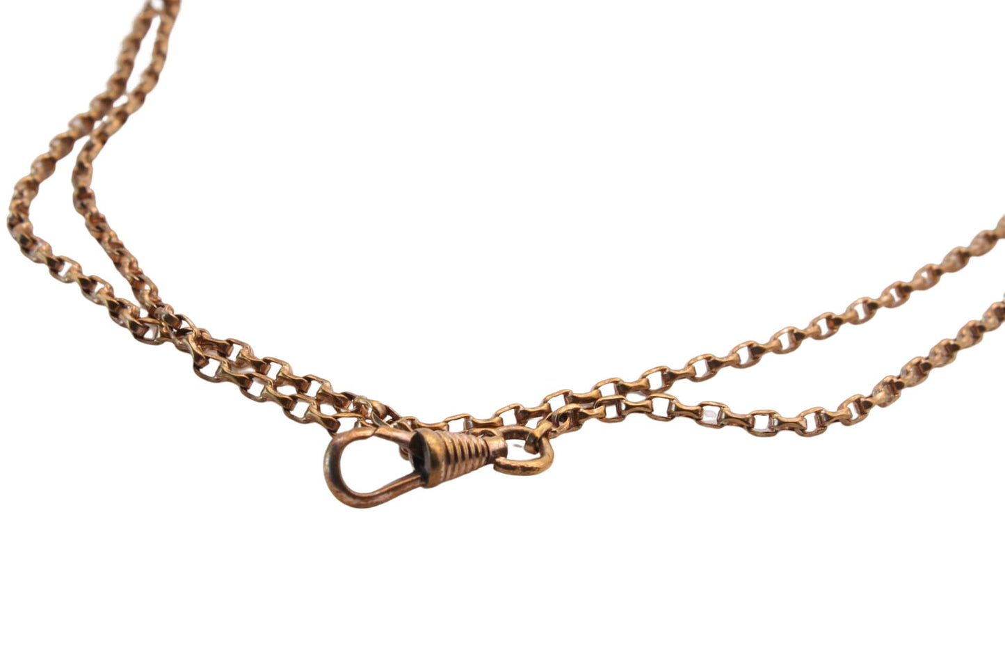 Antique Victorian 9ct Rolled Rose Gold Long Guard Necklace 52"