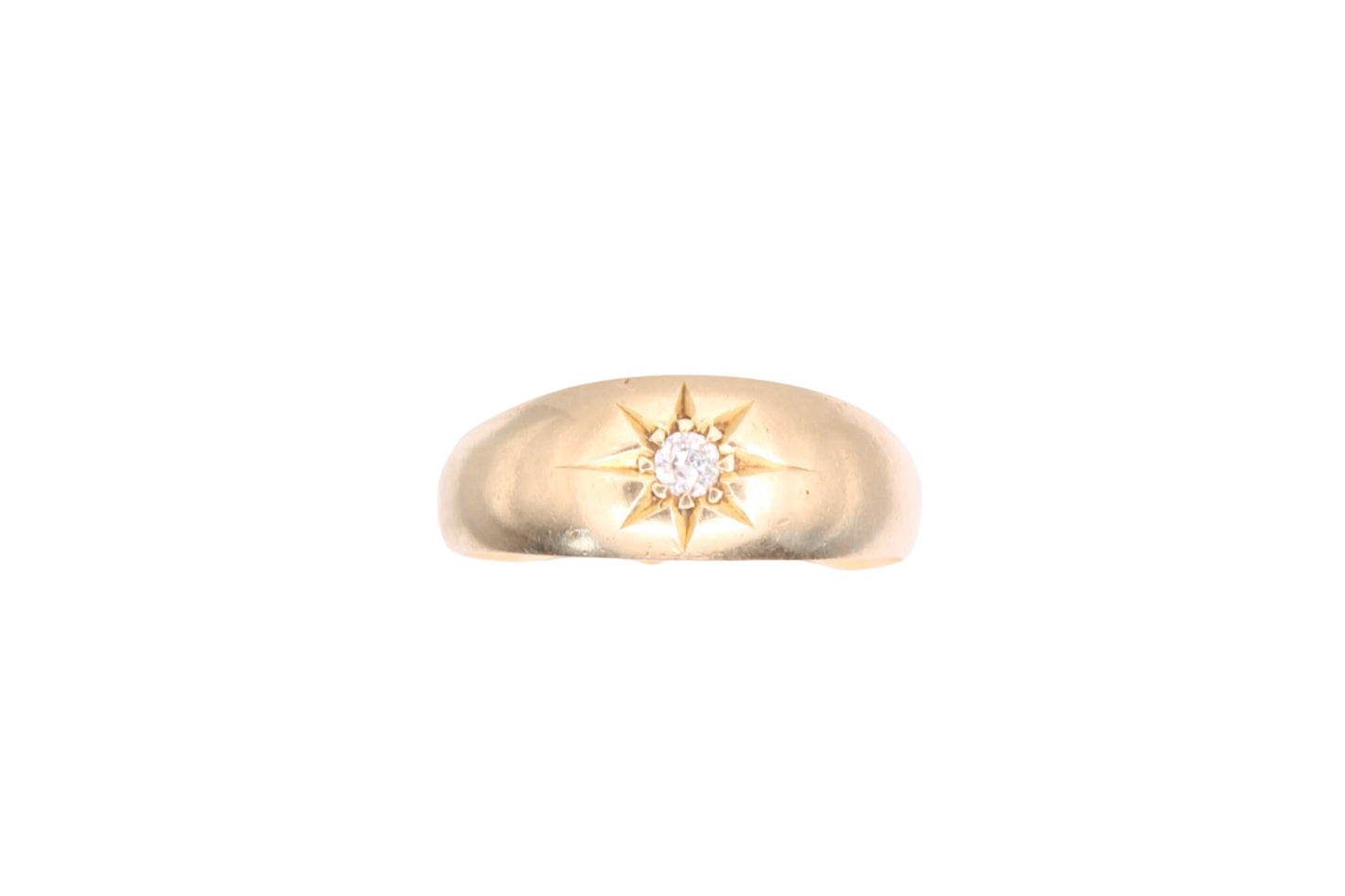 Antique Edwardian 18ct Gold & Diamond Gypsy Ring - 1908