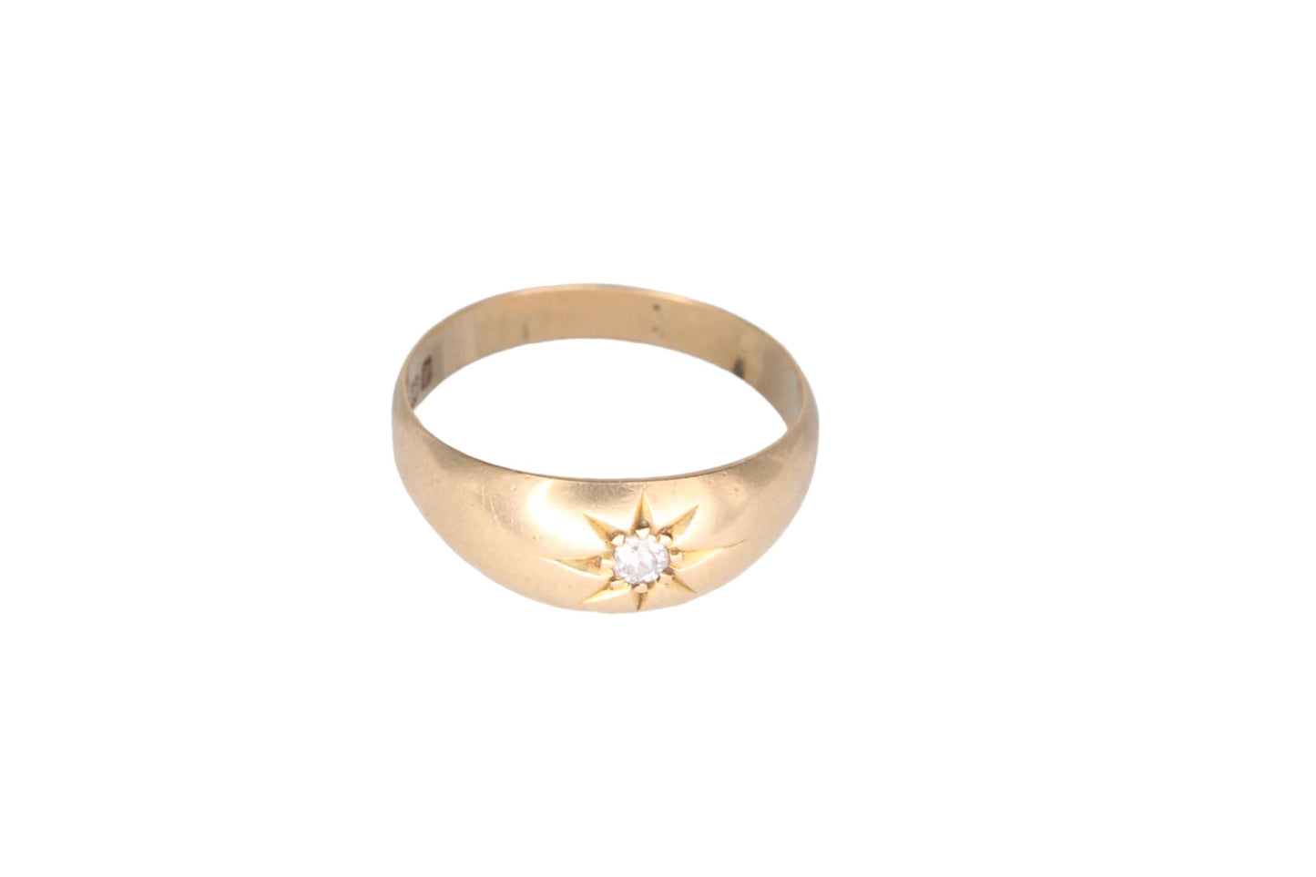 Antique Edwardian 18ct Gold & Diamond Gypsy Ring - 1908