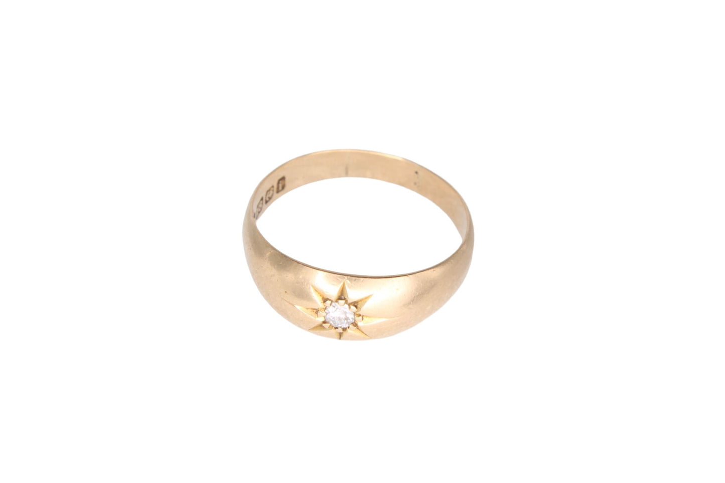 Antique Edwardian 18ct Gold & Diamond Gypsy Ring - 1908