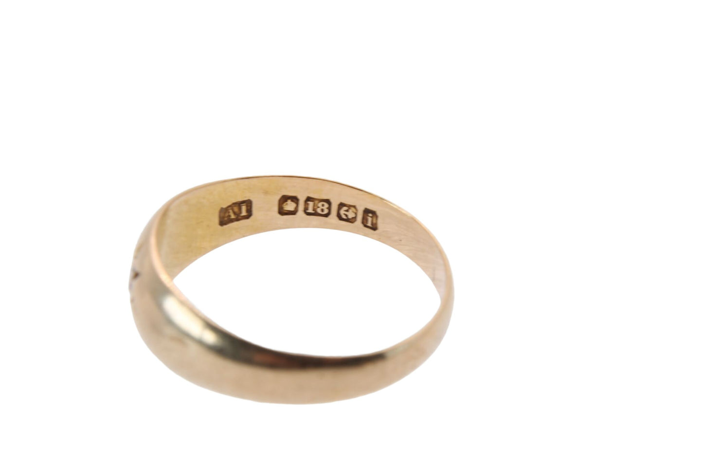 Antique Edwardian 18ct Gold & Diamond Gypsy Ring - 1908