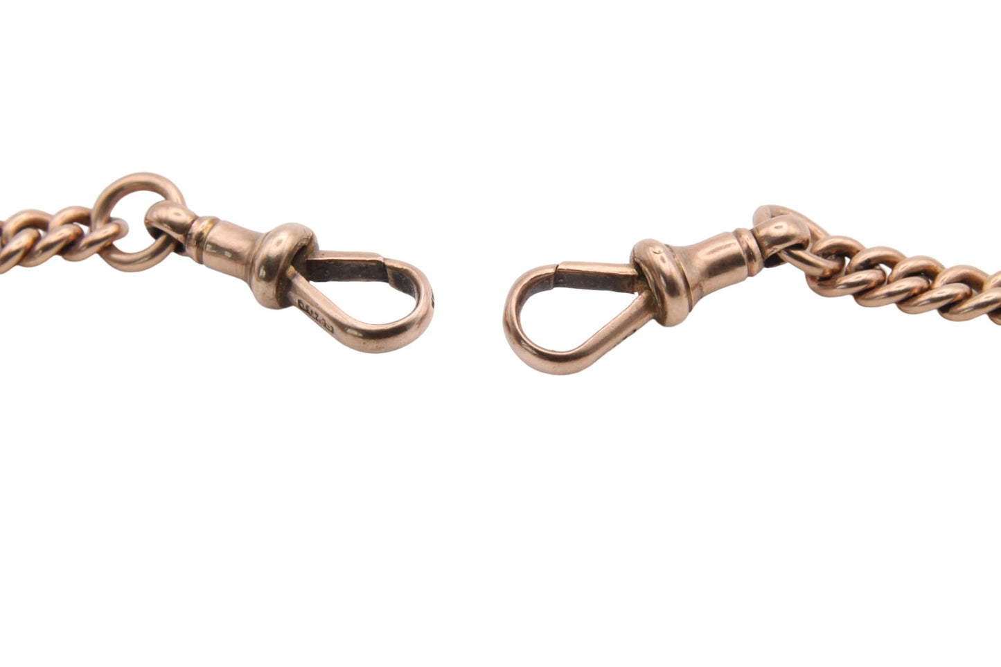 Antique 9ct Rose Gold Double Albert T-Bar Necklace Chain, 31.2g