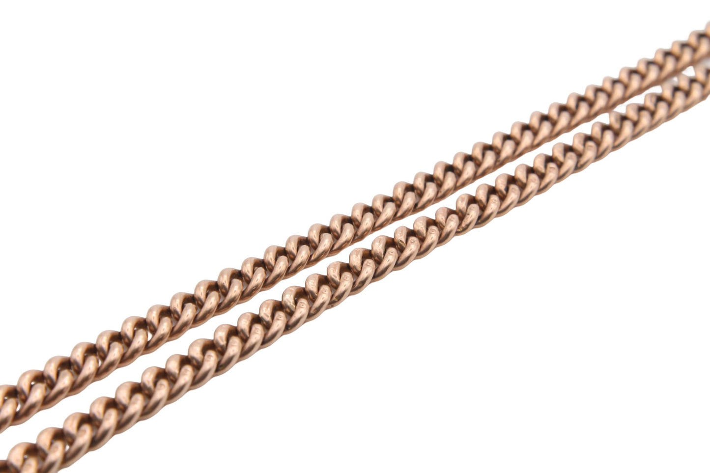 Antique 9ct Rose Gold Double Albert T-Bar Necklace Chain, 31.2g