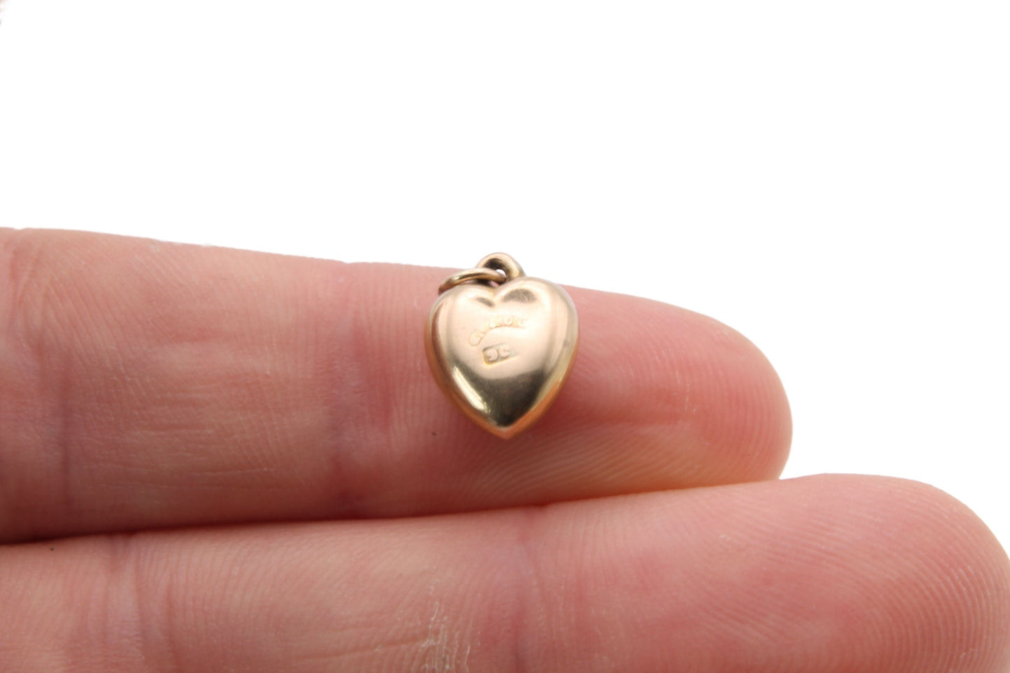Antique 9ct Gold Puffy Heart Charm/Pendant