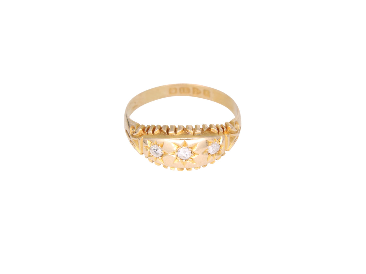 Antique Edwardian 18ct Gold & Diamond Gypsy Ring - 1905