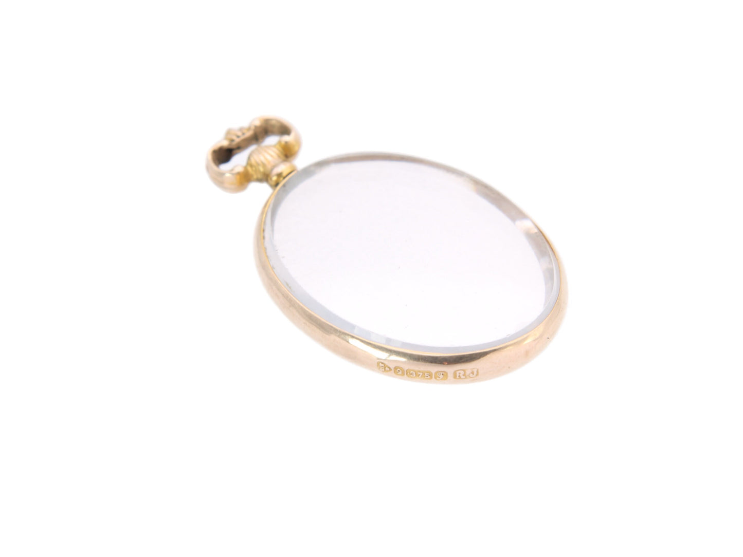 Antique 9ct Gold Oval Open Face Locket Pendant - 1906