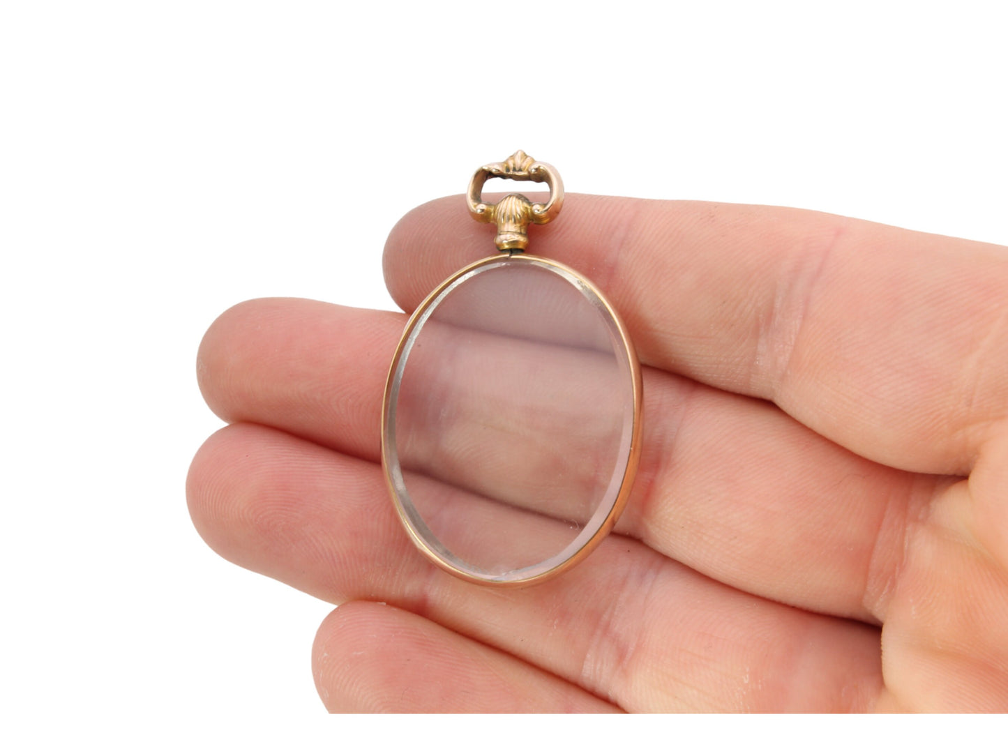 Antique 9ct Gold Oval Open Face Locket Pendant - 1906