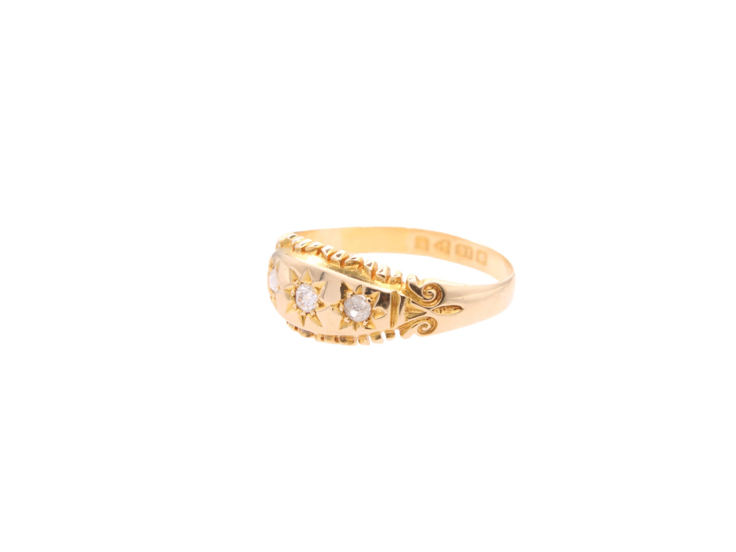 Antique Edwardian 18ct Gold & Diamond Gypsy Ring - 1905