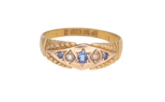 antique-15ct-sapphire-pearl-ring