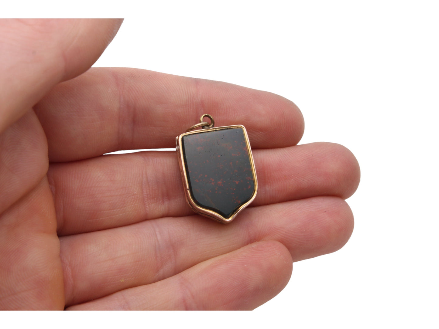 Antique-Victorian-9ct-Gold-&-Bloodstone-Shield-Shaped-Locket
