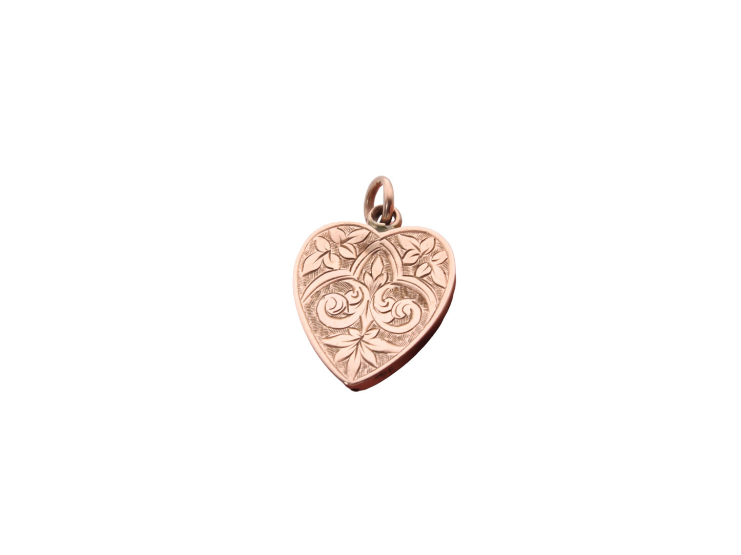 Antique 9ct Gold Chased Heart Pendant