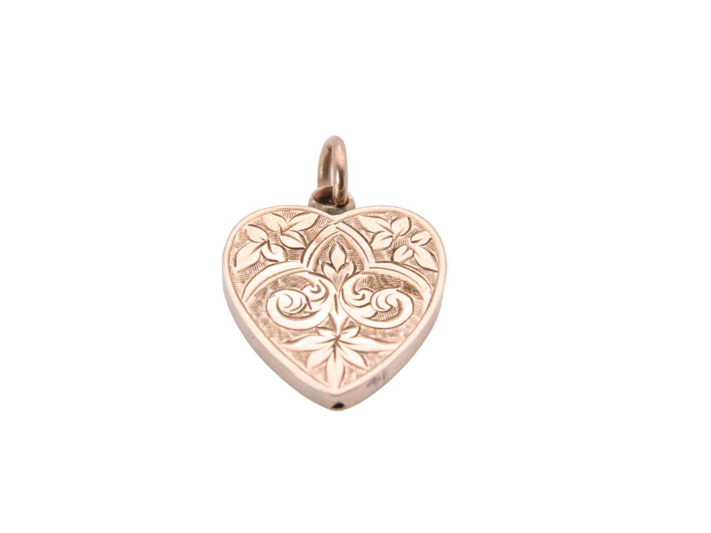 Antique 9ct Gold Chased Heart Pendant