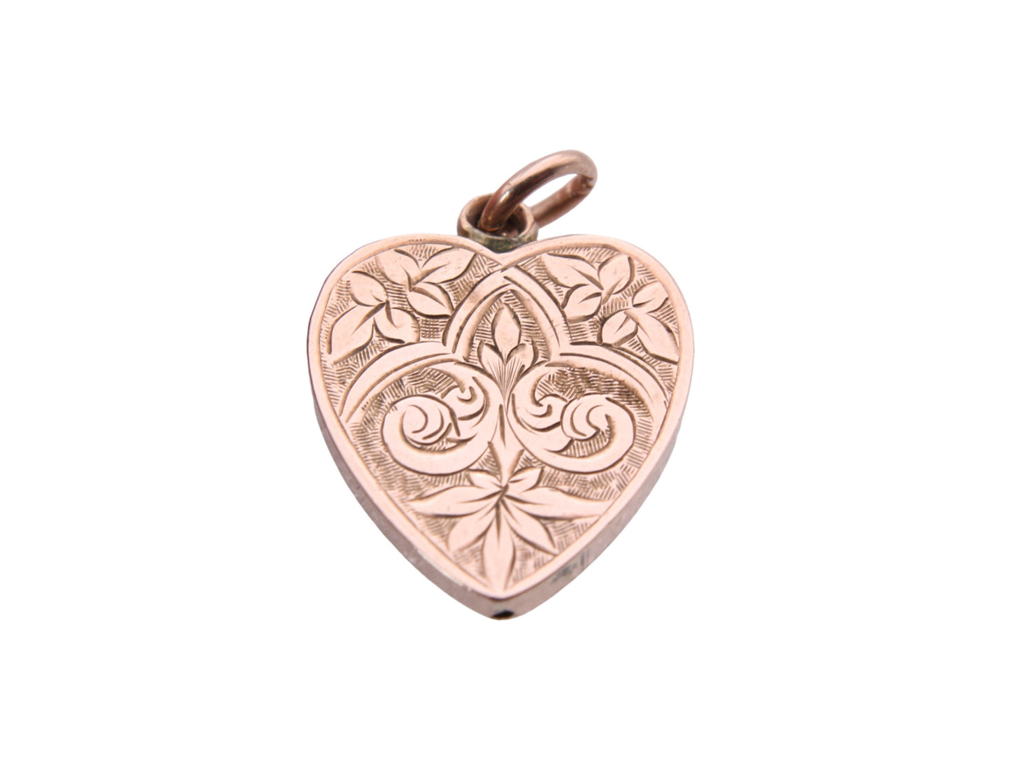 Antique 9ct Gold Chased Heart Pendant