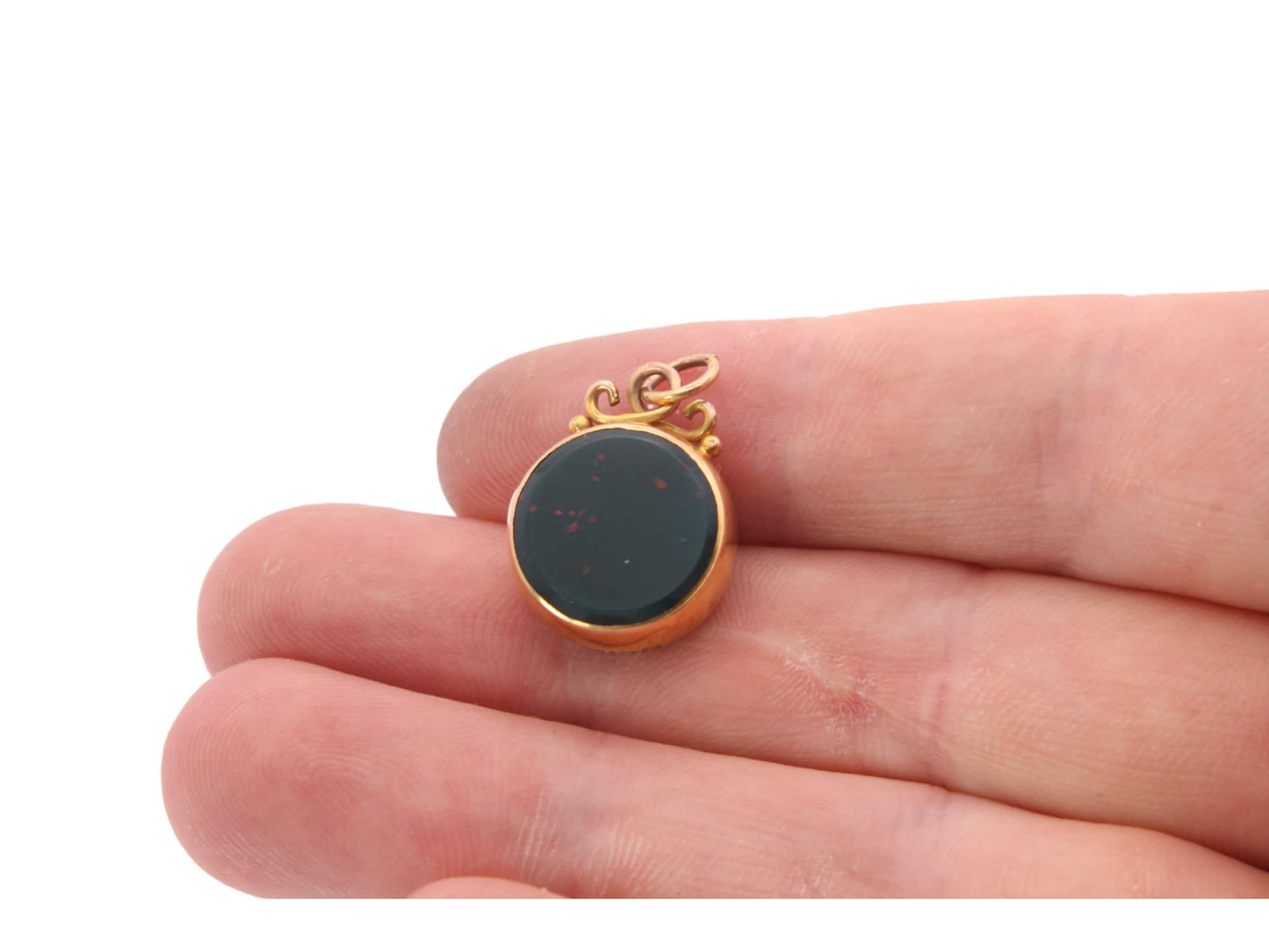 Antique 9ct Gold Bloodstone Carnelian Pendant Fob